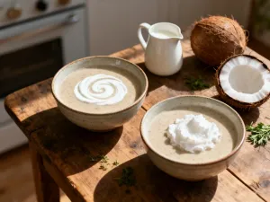 Miska zupy z grubym makaronem udon, ryżowym, grzybami shiitake i jajkiem, prezentująca alternatywy dla klasycznego ramenu.