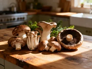 Słoik ze złotym miodem i drewnianą łyżeczką na rustykalnym stole w ciepłym, porannym świetle.