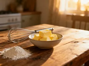Zapieczone w naczyniu warstwowe danie z cukinią, ziemniakami, sosem pomidorowym i roztopionym serem.